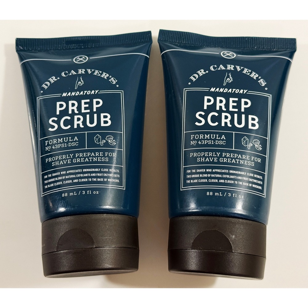 Dollar Shave Club Prep Scrub Mens 3oz Blue Dr. Carver's Mandatory 2-Pack New